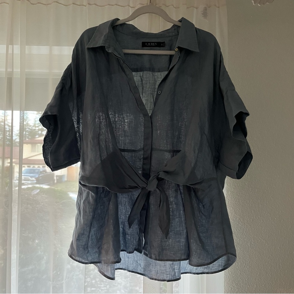 Ralph Lauren Chambray Button Down with Tie Waist Detail